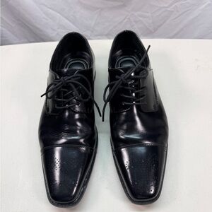 Stacy Adams Men Size 10.5W Black Leather Kenway Cap Toe OxfordLace Up Dress Shoe
